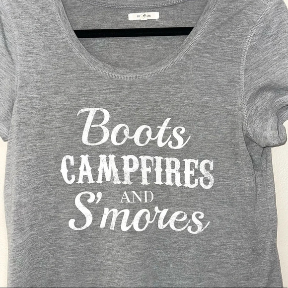 Maurices Light Gray & White Campfire Summer Graphic Tee Medium Women’s - Picture 3 of 9
